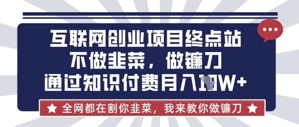 互联网创业尽头-不做韭菜,做镰刀,通过知识付费月入10个【揭秘】-星阳网创