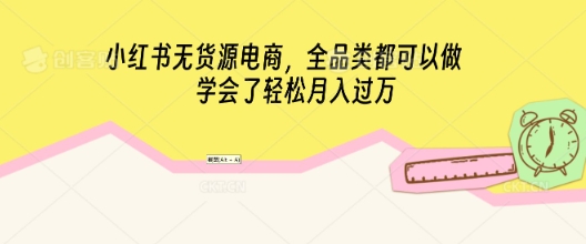 小红书无货源电商,全品类都可以做,学会了轻松月入过W-星阳网创