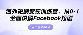 海外短剧变现训练营,从0-1全面讲解Facebook短剧-星阳网创