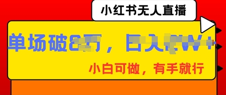 小红书无人直播，纯小白可做，有手就行，单场直播销售额破8w-星阳网创