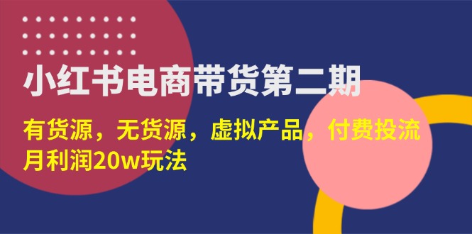 (14186期)小红书电商带货第二期,有货源,无货源,虚拟产品,付费投流,月利润20w-星阳网创
