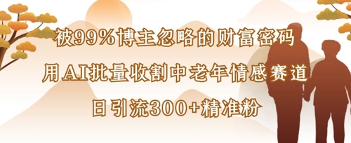 被99%博主忽略的财富密码：用AI批量收割中老年情感赛道，日引流300+精准粉-星阳网创