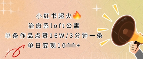 小红书超火的治愈系loft公寓,单条作品点赞16W,3分钟一条,单日变现数张-星阳网创