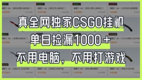 真全网独家CSGO挂G,单日捡漏1k+【揭秘】-星阳网创