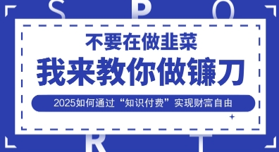 韭菜生涯终结者，我来教你做镰刀，2025如何通过“知识付费”实现财F自由【揭秘】-星阳网创