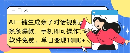 AI一键生成亲子对话视频,条条爆款,一部手机即可操作,单日变现数张-星阳网创