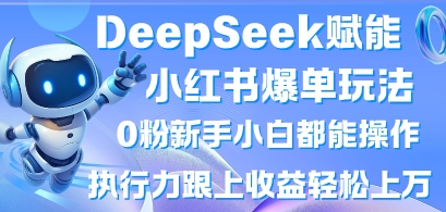 DeepSeek赋能小红书爆单玩法0粉新手小白都能操作,执行力跟上收益轻松上W,懒人勿做-星阳网创