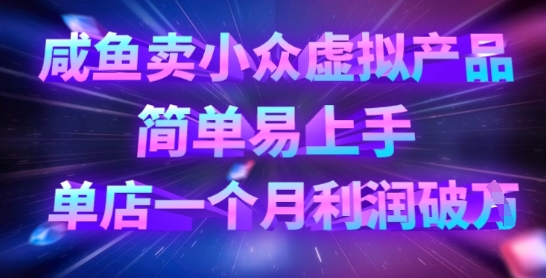 咸鱼卖小众虚拟产品,简单易上手,单店一个月利润破W-星阳网创
