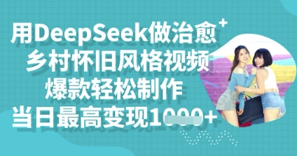 用DeepSeek做治愈乡村怀旧风格视频,爆款轻松制作,当日最高变现多张-星阳网创